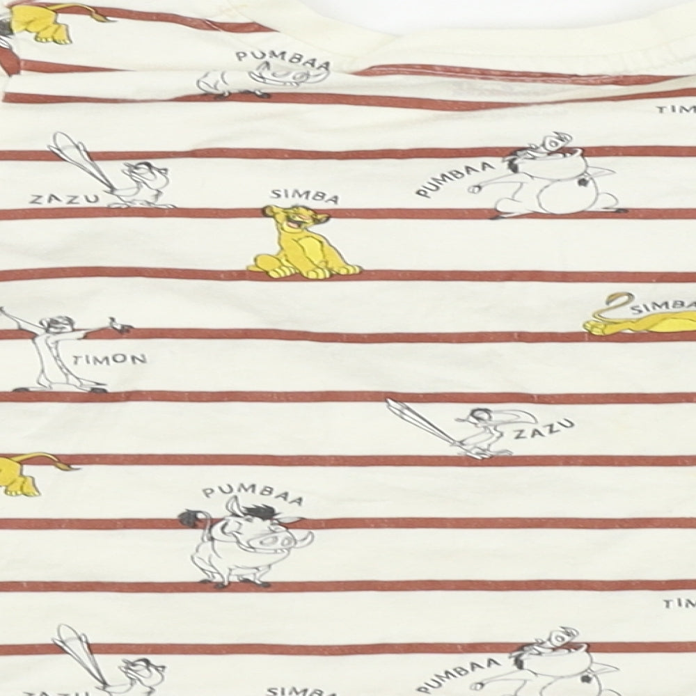 Primark Boys Beige Striped Basic T-Shirt Size 12-18 Months - Lion King