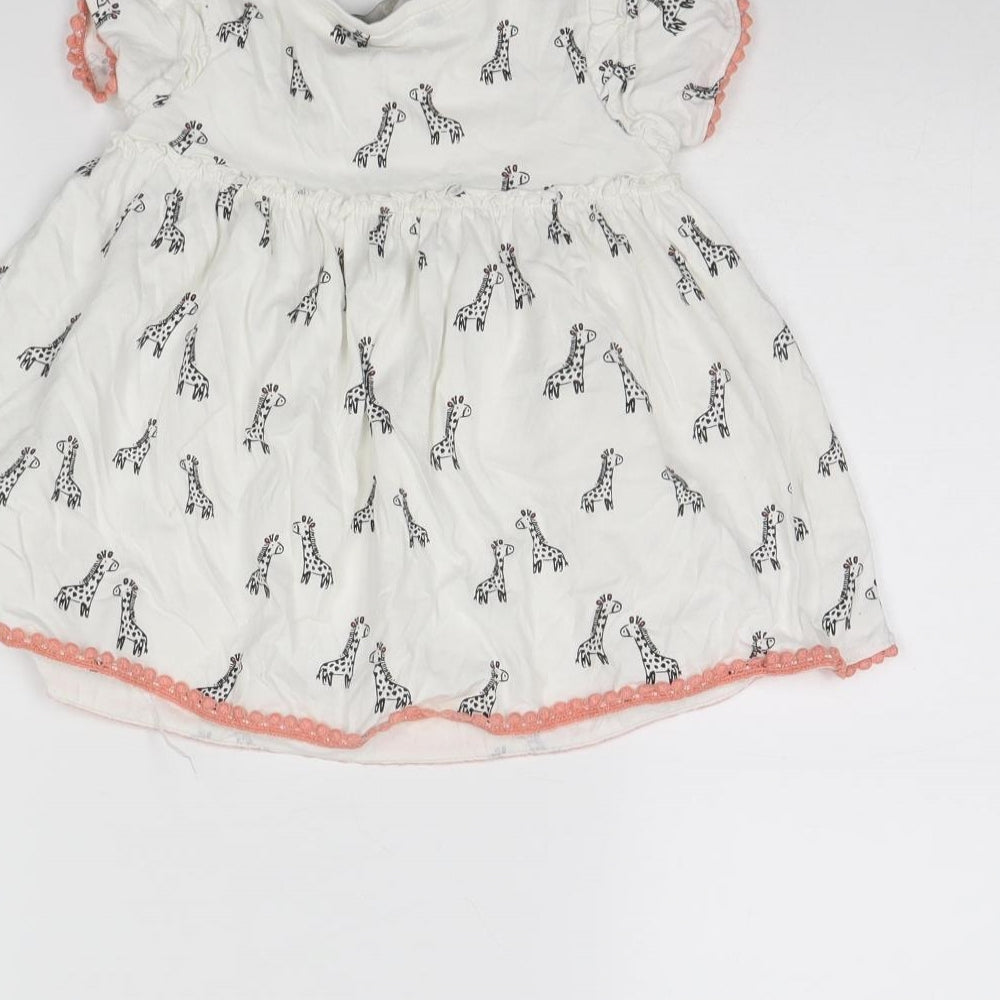 George Girls White Animal Print Basic Blouse Size 2 Years - Giraffe