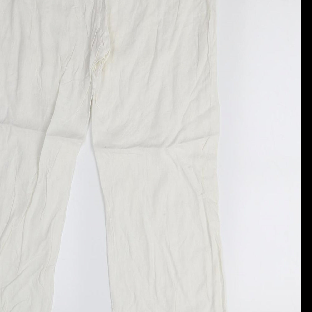 M&S Womens White Trousers Size 14 L26 in