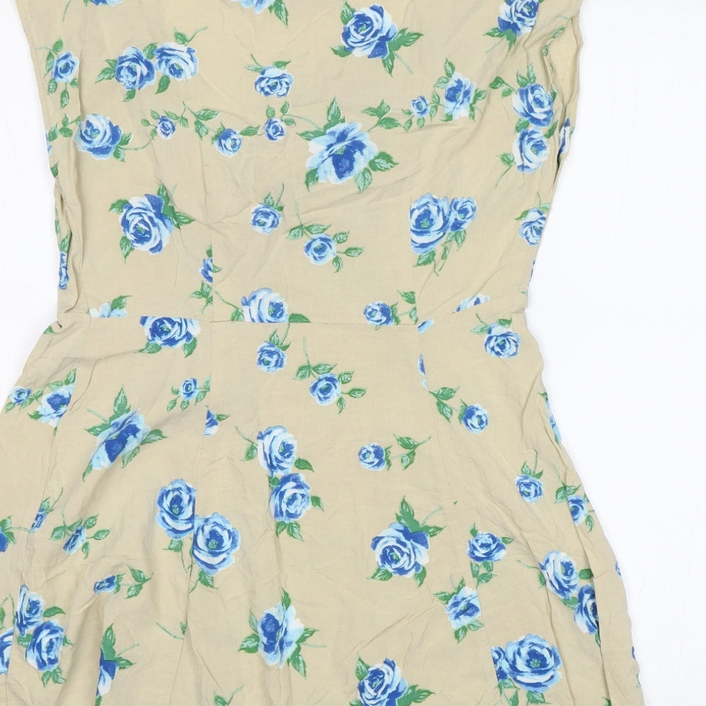 Motel Womens Beige Floral Fit & Flare Size XS
