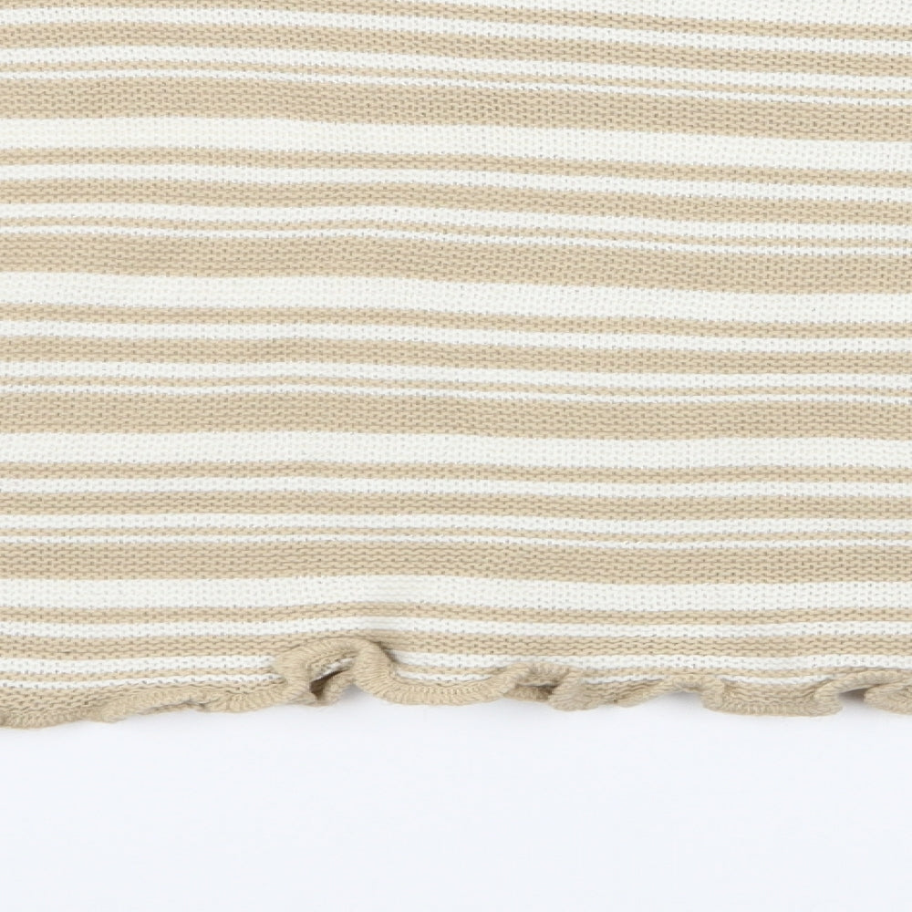 Nasty Gal Womens Beige Striped Pullover Jumper Size M - Cropped