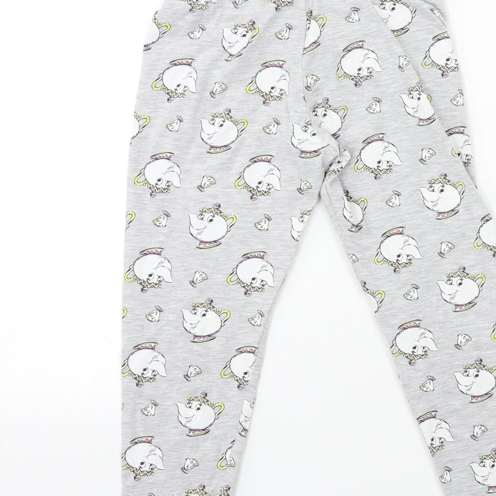 Disney Girls Grey Geometric Top Lounge Pants Size 6 Years - Beauty and the Beast