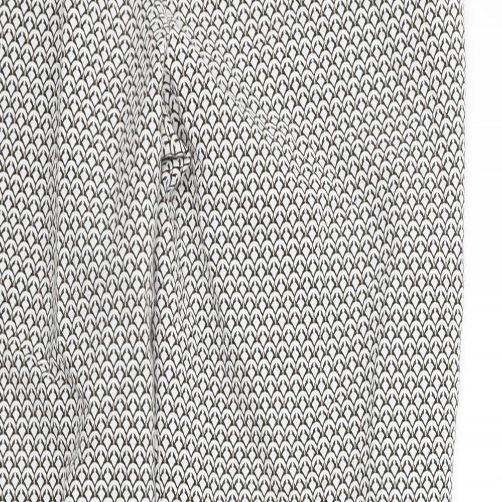 Marks and Spencer Womens White Geometric Trousers Size 14 L25 in