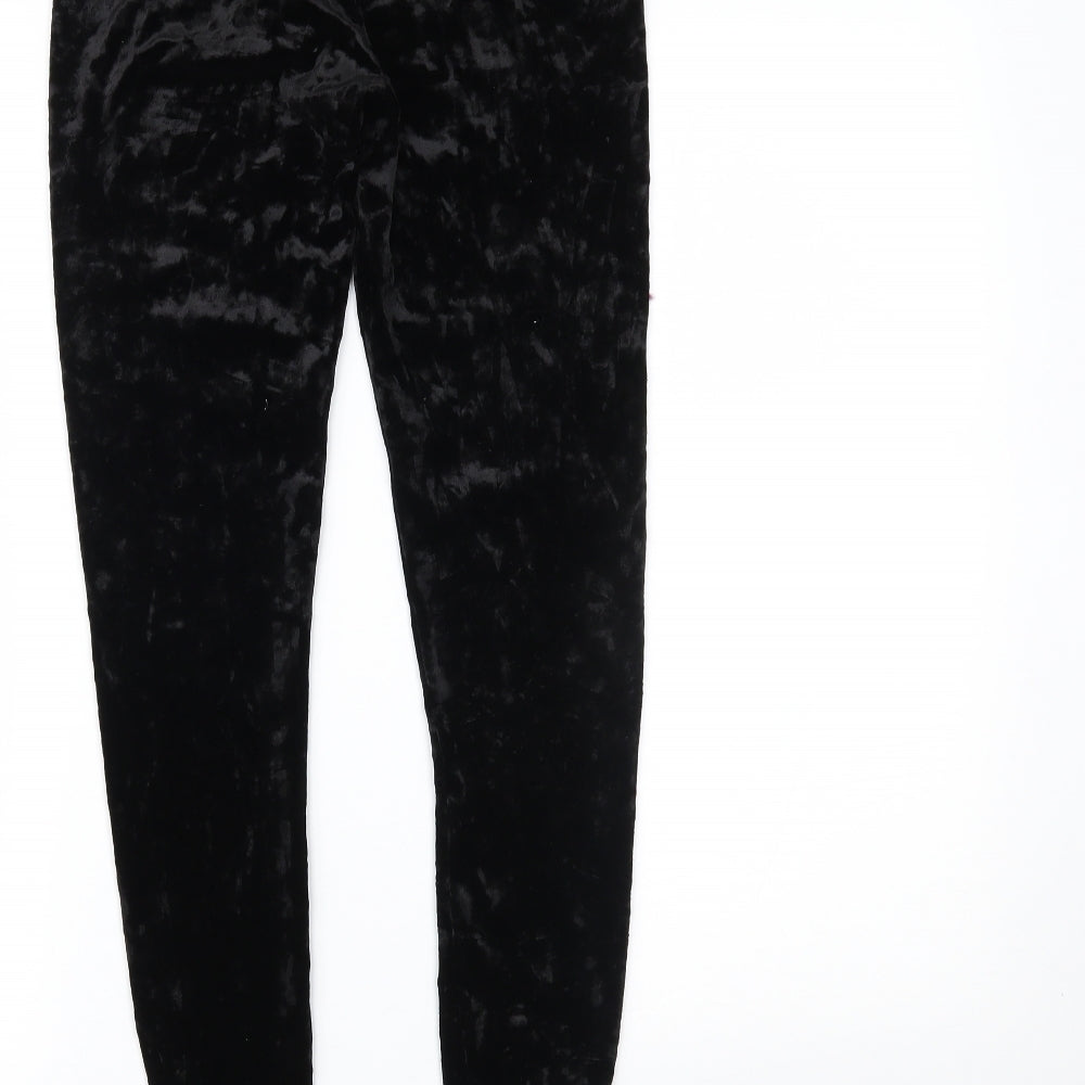 FOREVER 21 Womens Black Velour Leggings Size M L28 in