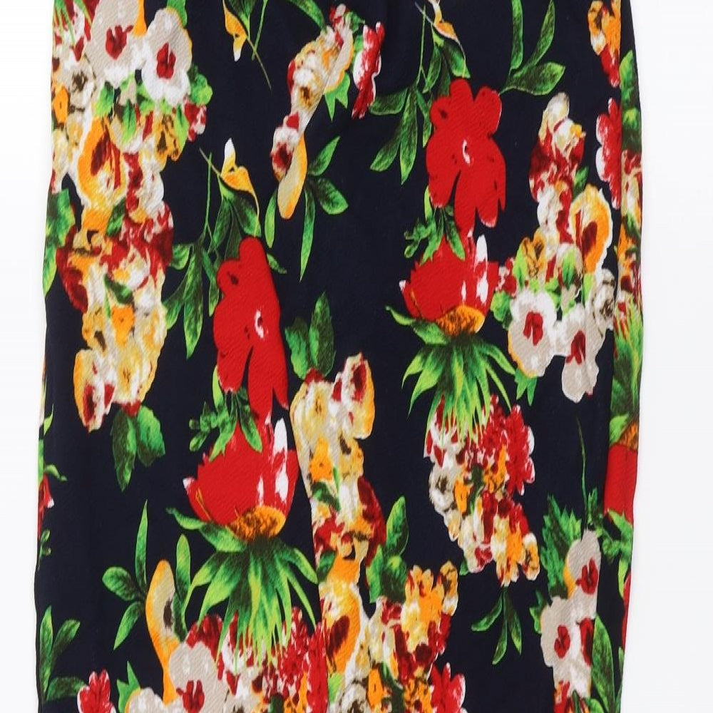 Missi London Womens Blue Floral Trousers Size 12 L25 in