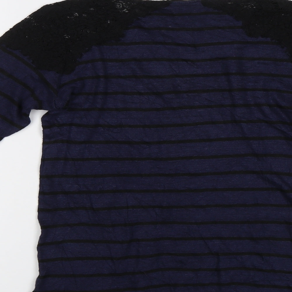 Zara Womens Blue Striped Basic Blouse Size M