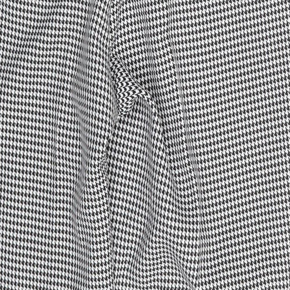 BASSINI Womens Black Houndstooth Chino Trousers Size 16 L27 in