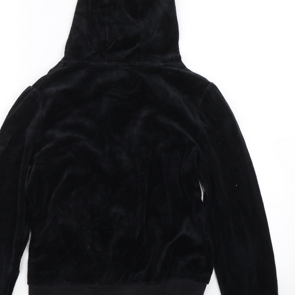 Primark Womens Black Velour Full Zip Hoodie Size 12