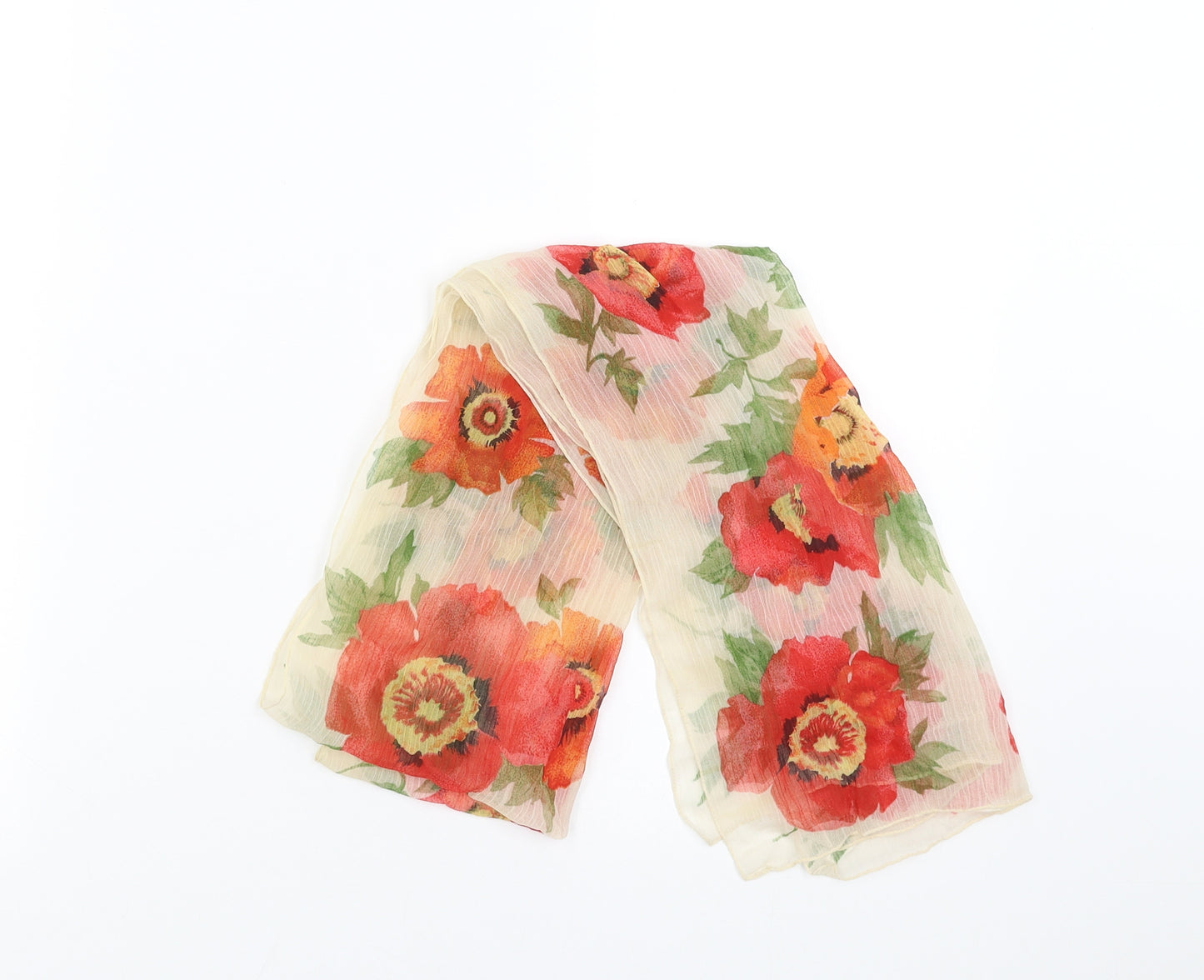 Preworn Womens Beige Floral Scarf