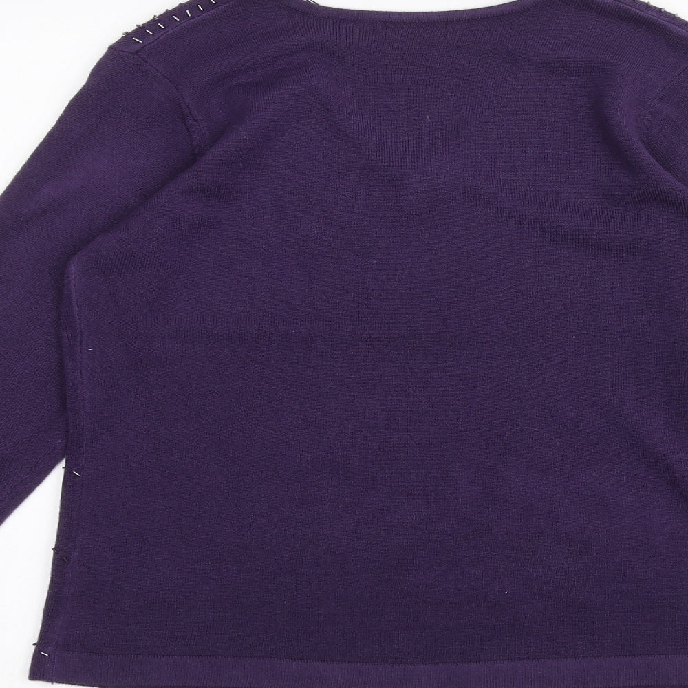 BM Womens Purple Pullover Jumper Size S