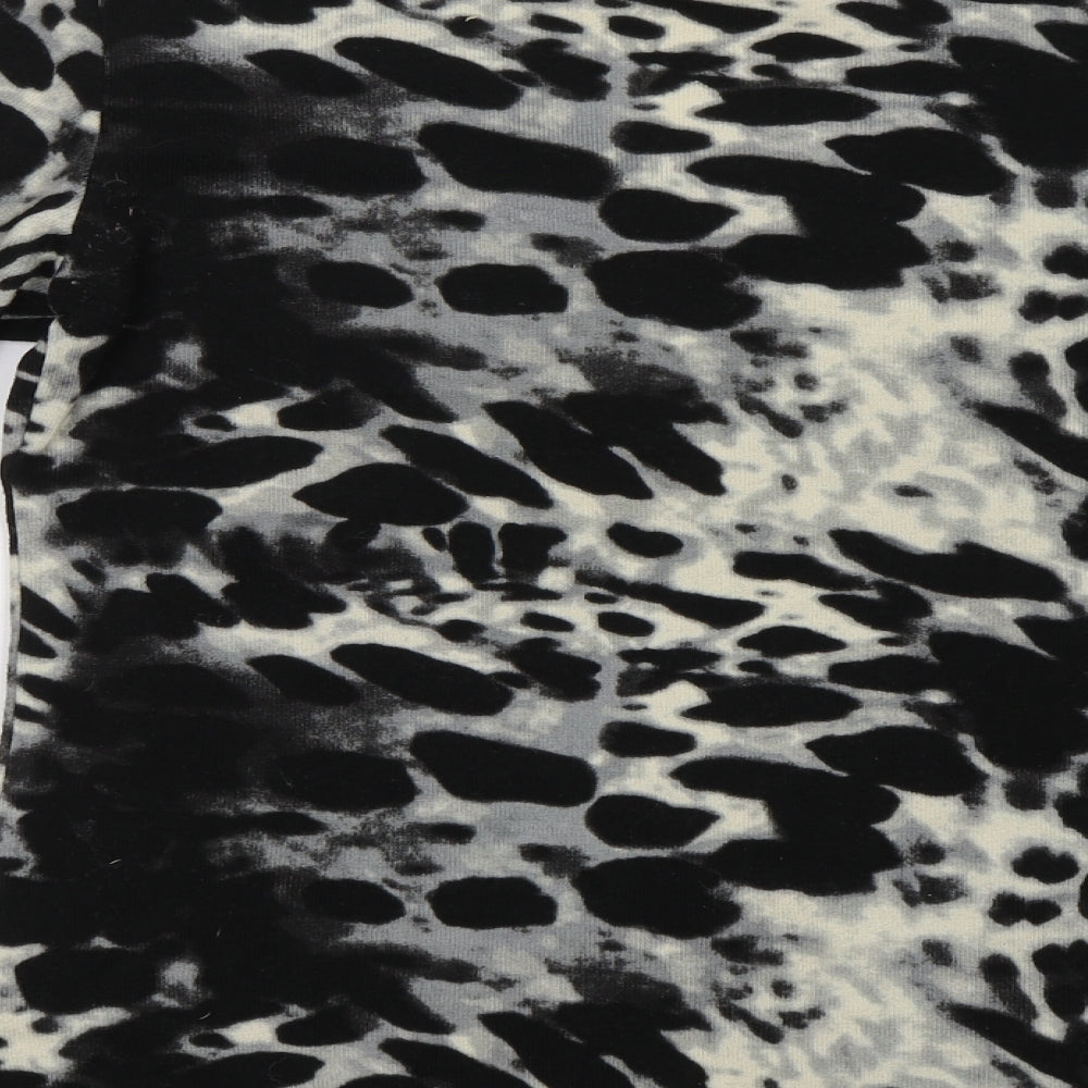 Alexandra Womens Black Animal Print Basic Blouse Size 10