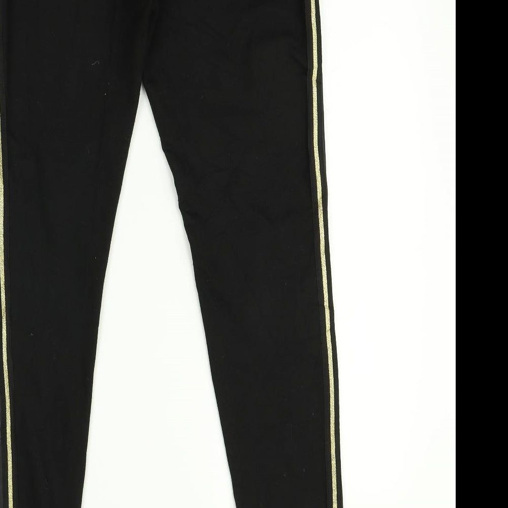 Spirit Womens Black Striped Leggings Size M L31 in