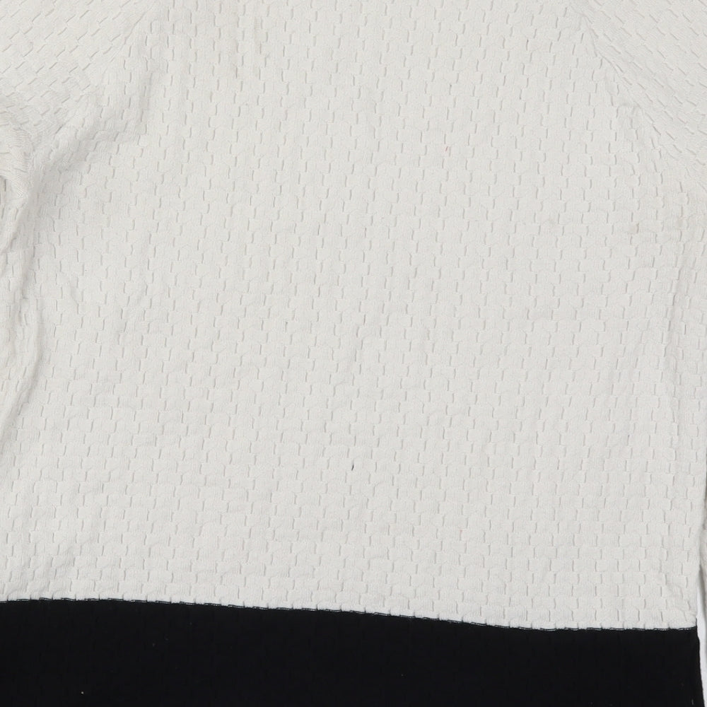 NEXT Womens White Knit Pullover Jumper Size 10 - Black Colour Block