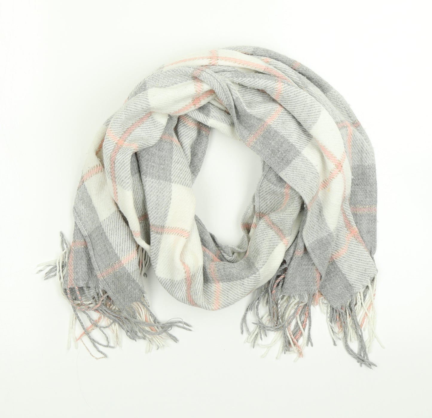 F&F Womens Grey Plaid Knit Scarf