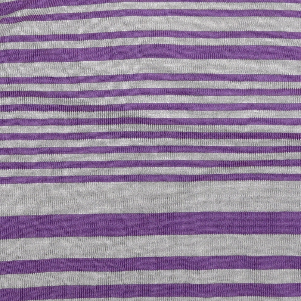 BM Womens Purple Striped Pullover Jumper Size L