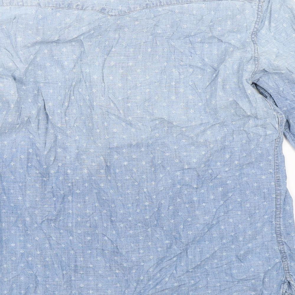 AllSaints Mens Blue Denim Button-Up Size S