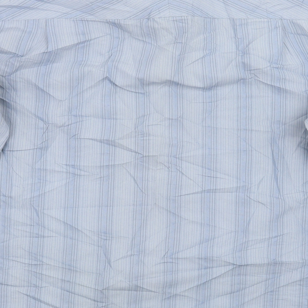 Marks and Spencer Mens Blue Striped Button-Up Size M
