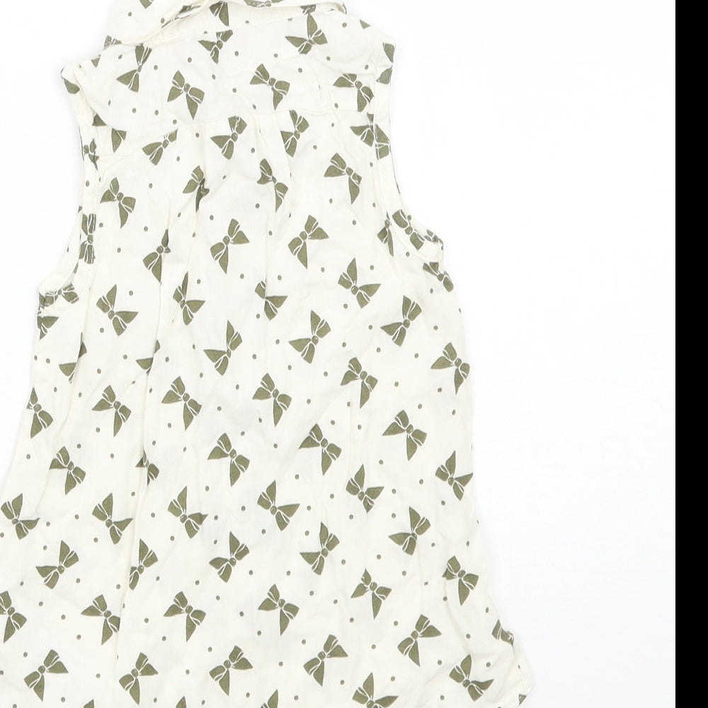 F&F Girls Ivory Geometric Basic Button-Up Size 12-18 Months