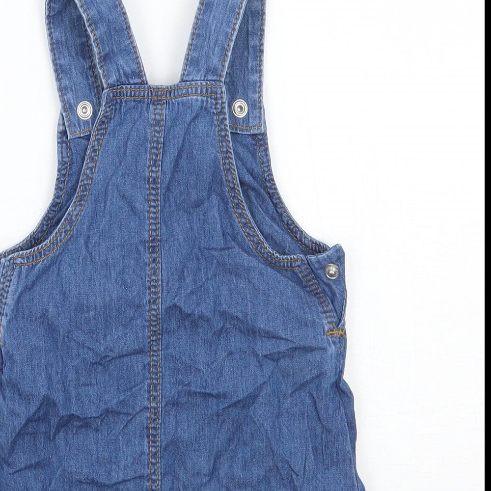 Fred & flo Girls Blue Pinafore/Dungaree Dress Size 3-6 Months