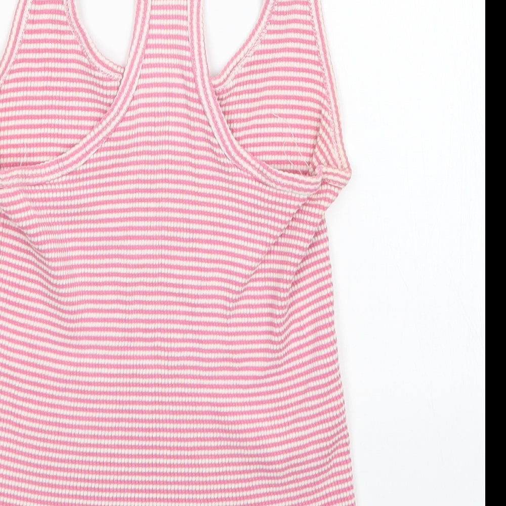 Preworn Womens Pink Striped Basic Tank Size 10