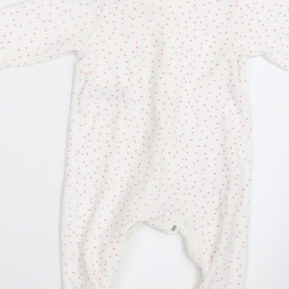 M&S Baby White Polka Dot Coverall One-Piece Size 6-9 Months