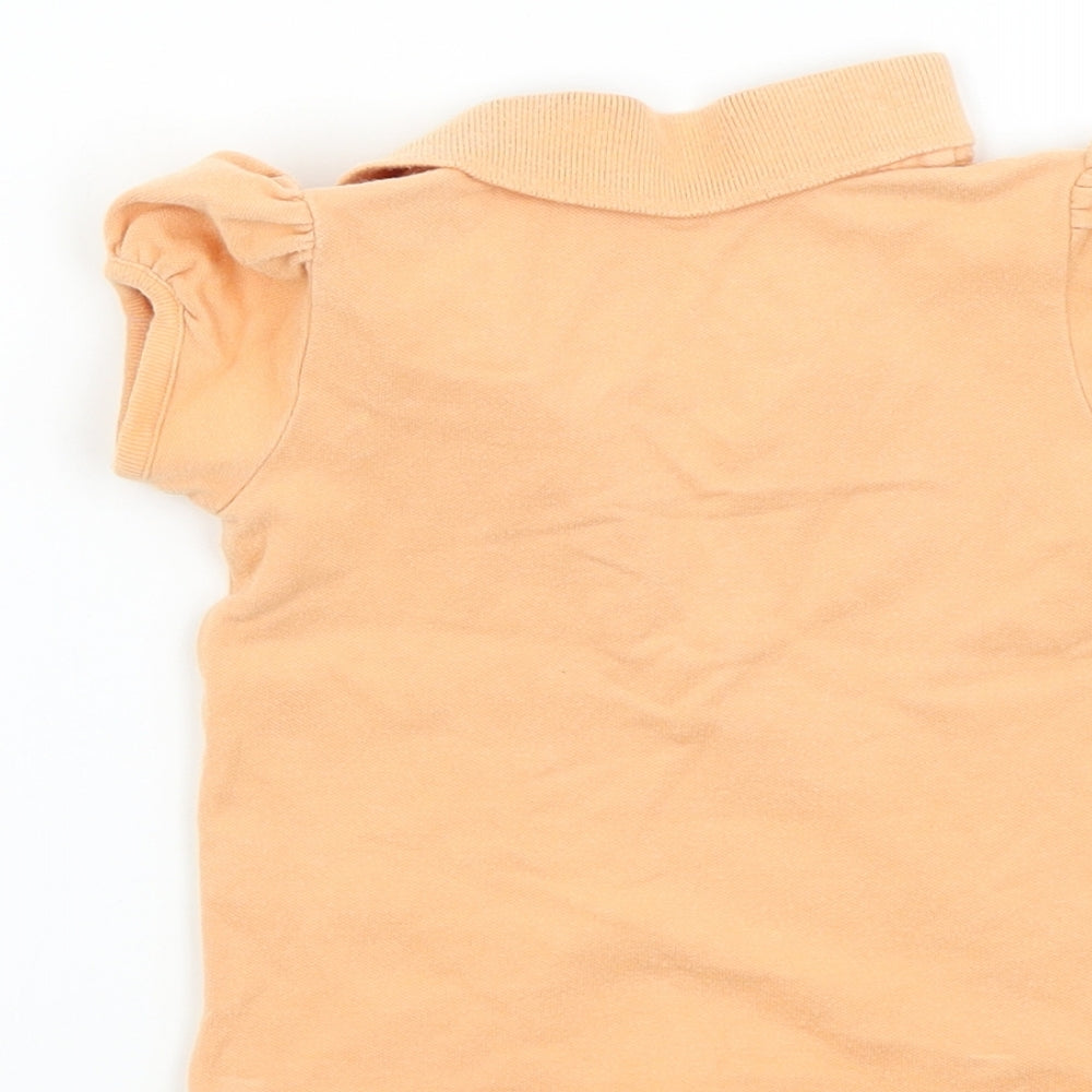 Baby GAP Girls Orange Colourblock Basic T-Shirt Size 6-9 Months