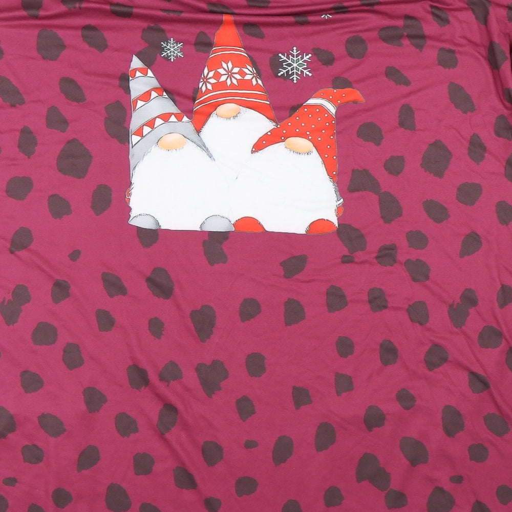 Preworn Womens Purple Polka Dot Basic T-Shirt Size XL - Gnomes