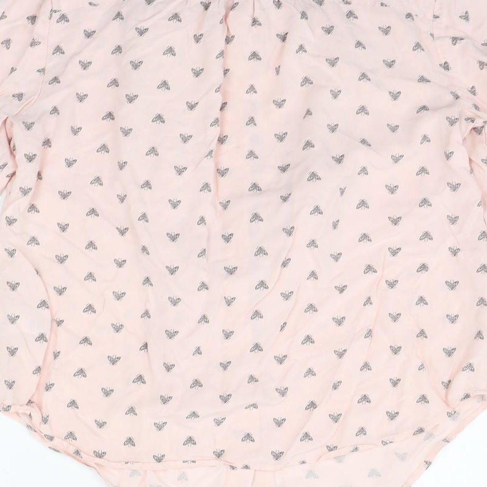 Marks and Spencer Womens Pink Geometric Basic Button-Up Size 10