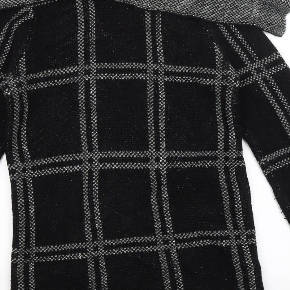 NEXT Womens Black Check Wrap Jumper Size M