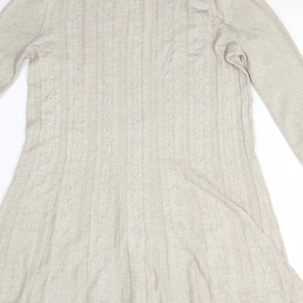 BM Collection Womens Beige Knit Cardigan Jumper Size XS