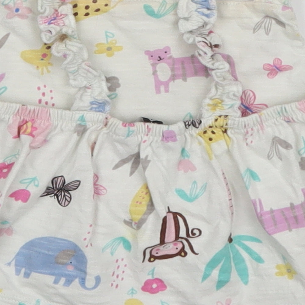 George Girls White Basic Tank Size 2-3 Years - Animals