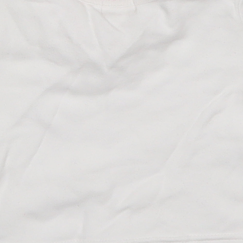 BHS Girls White Basic T-Shirt Size 3-6 Months - Embroidered Flowers on Sleeves