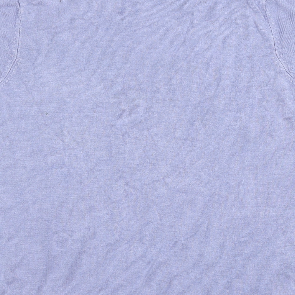 Marks Womens Blue Knit Basic T-Shirt Size 6