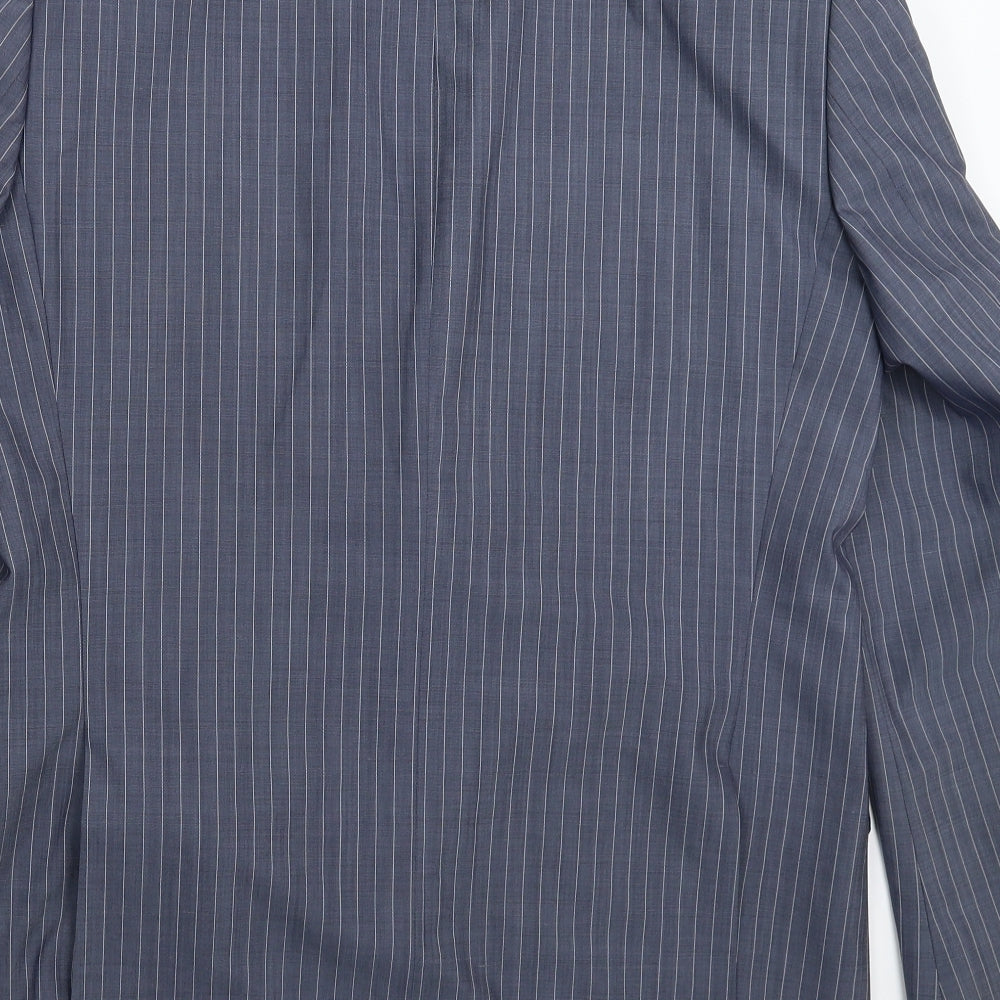 Van Kollem Mens Grey Striped Jacket Suit Jacket Size 40