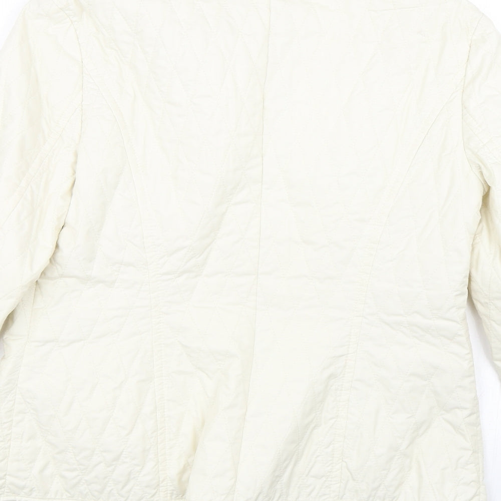 M&S Womens White Argyle/Diamond Jacket Coat Size 8