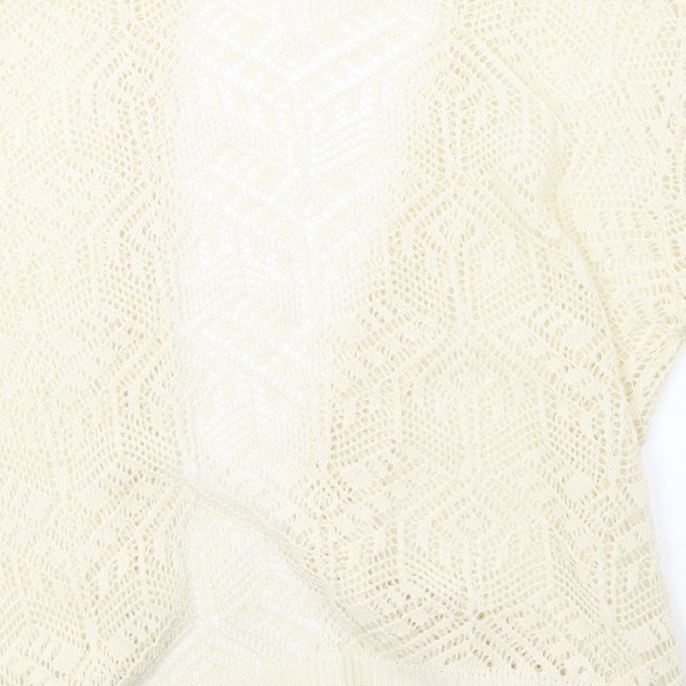 Preworn Womens White Knit Cardigan Jumper Size L
