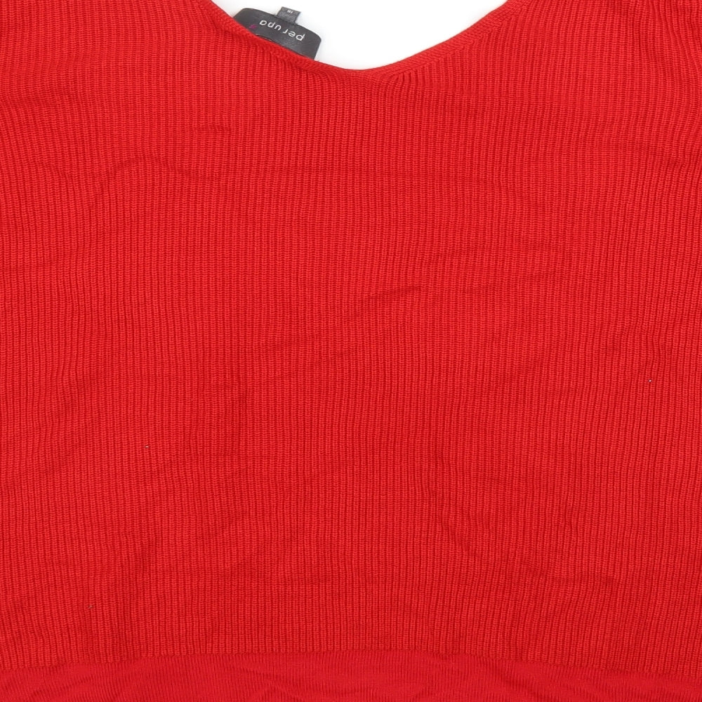 M&S Womens Red Pullover Jumper Size 18