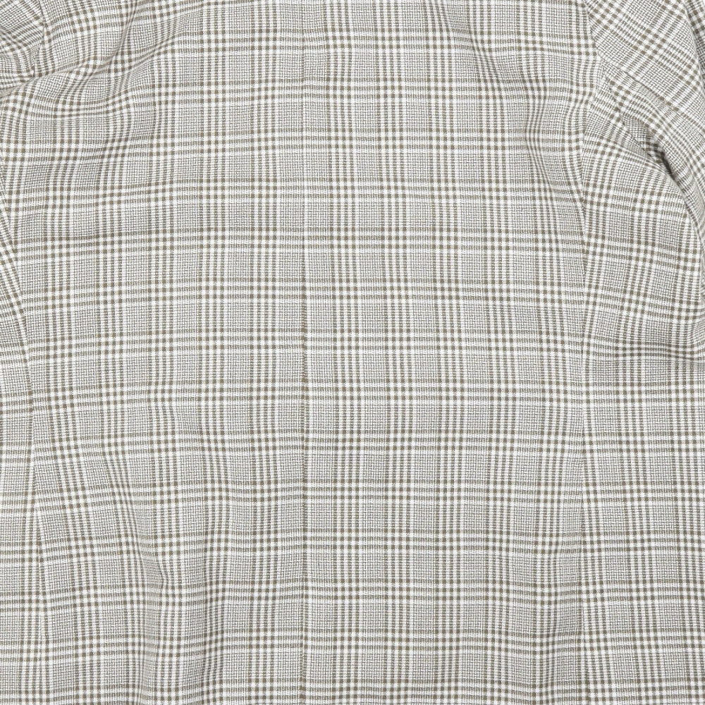 CHAD STEVENS Womens Beige Plaid Rayon Jacket Blazer Size 46