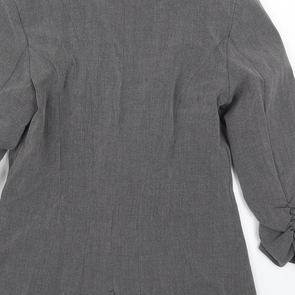Preworn Womens Grey Rayon Jacket Suit Jacket Size S