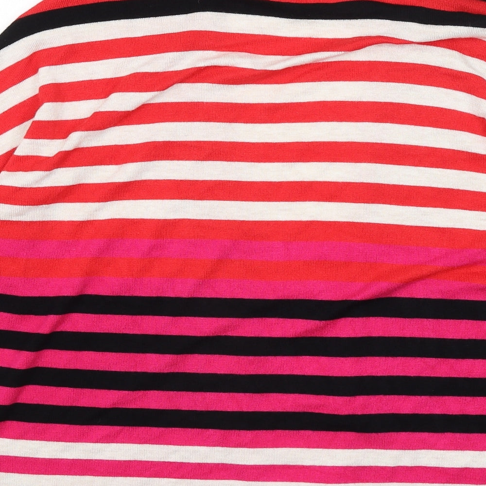 M&S Womens White Striped Cardigan Jumper Size 12