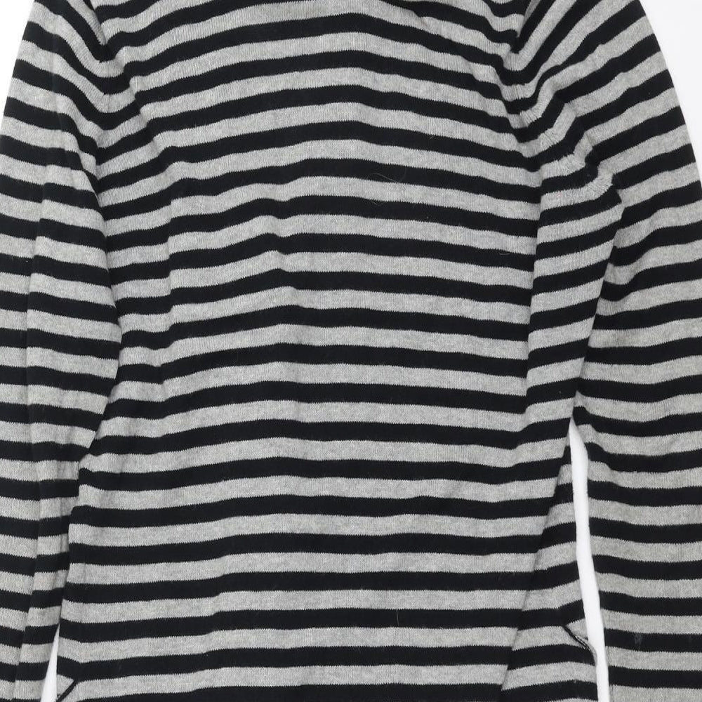 Internationale Womens Black Striped Knit Cardigan Jumper Size 10