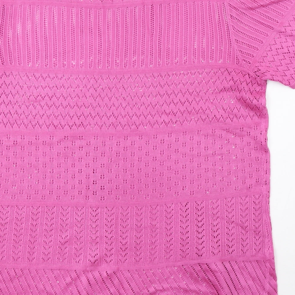 Damart Womens Purple Knit Basic T-Shirt Size 16