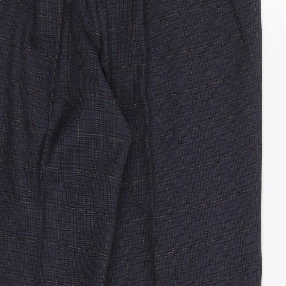 M&S Womens Blue Check Dress Pants Trousers Size 12 L27 in