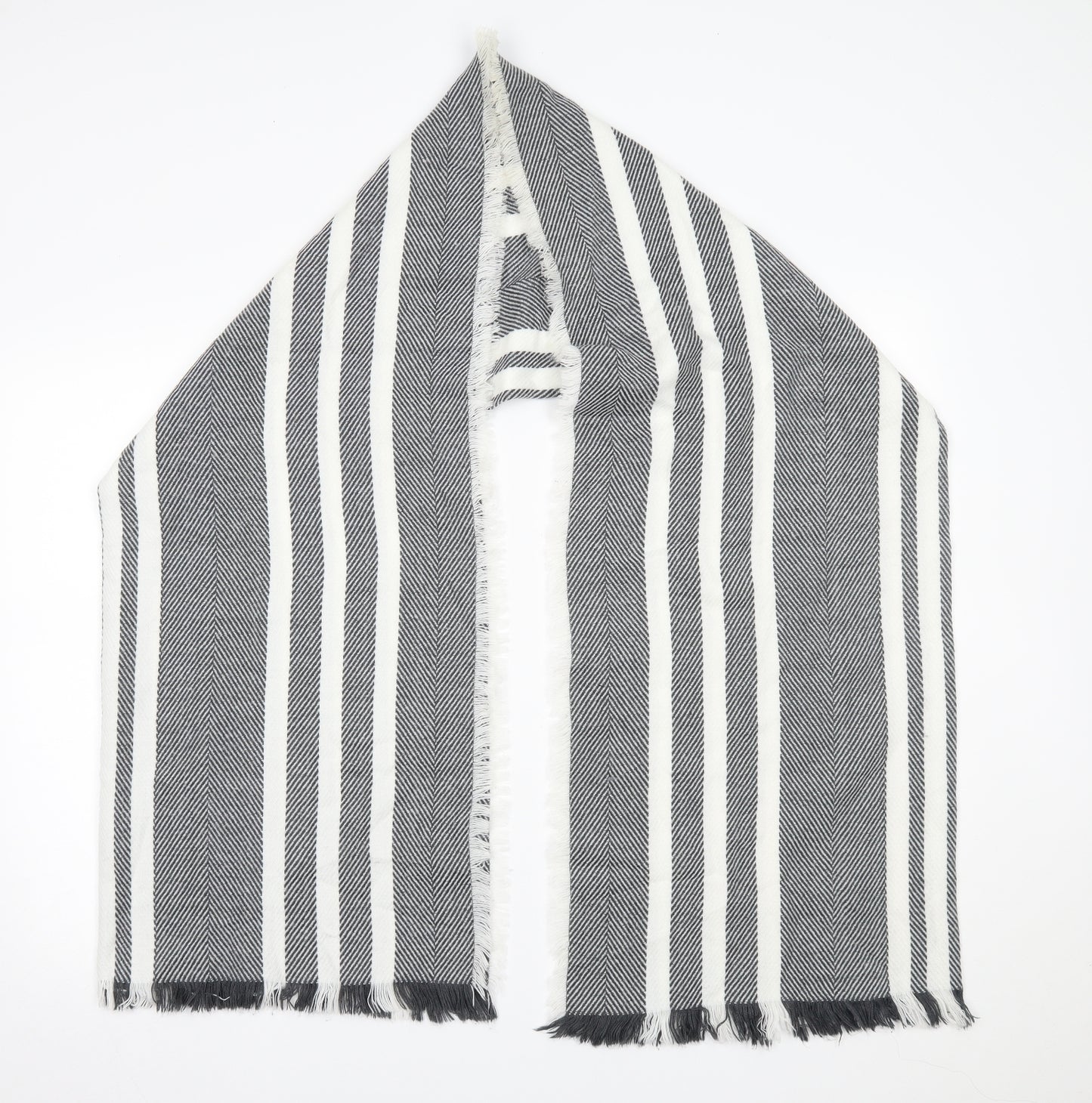Preworn Womens Grey Striped Scarf