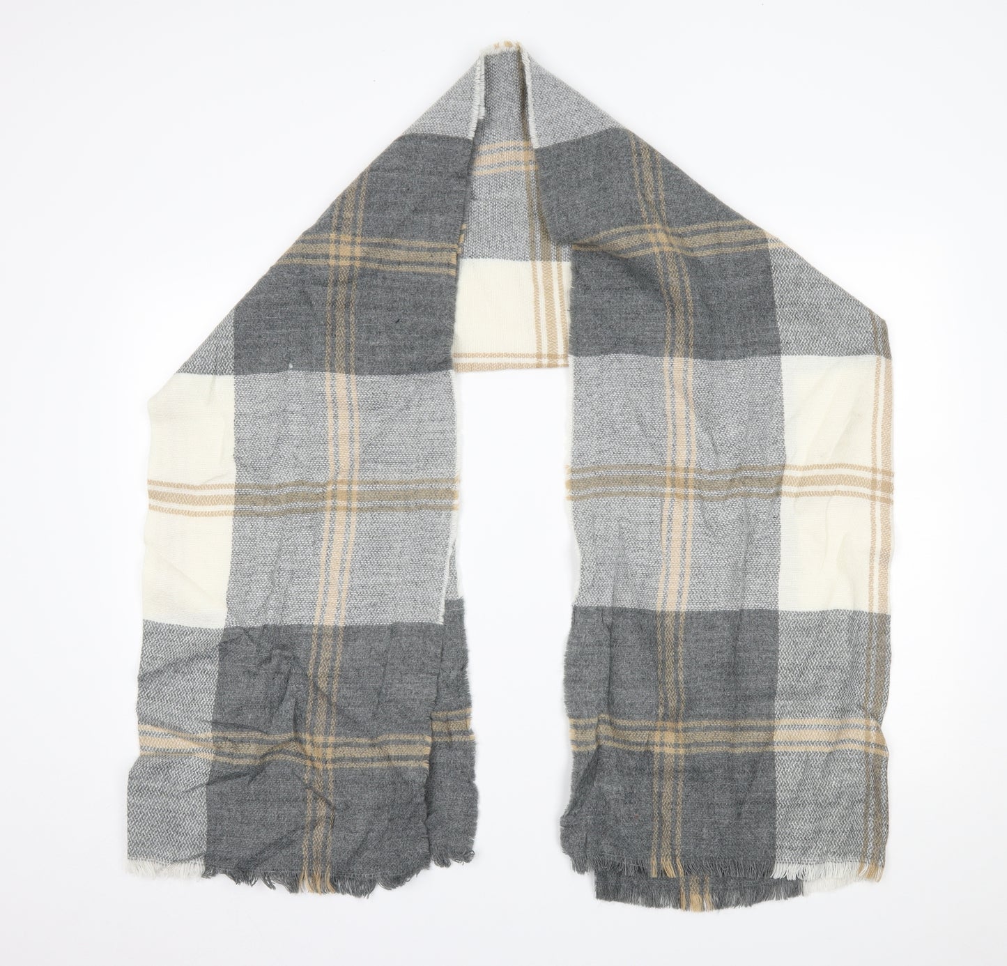 Preworn Womens Grey Plaid Scarf
