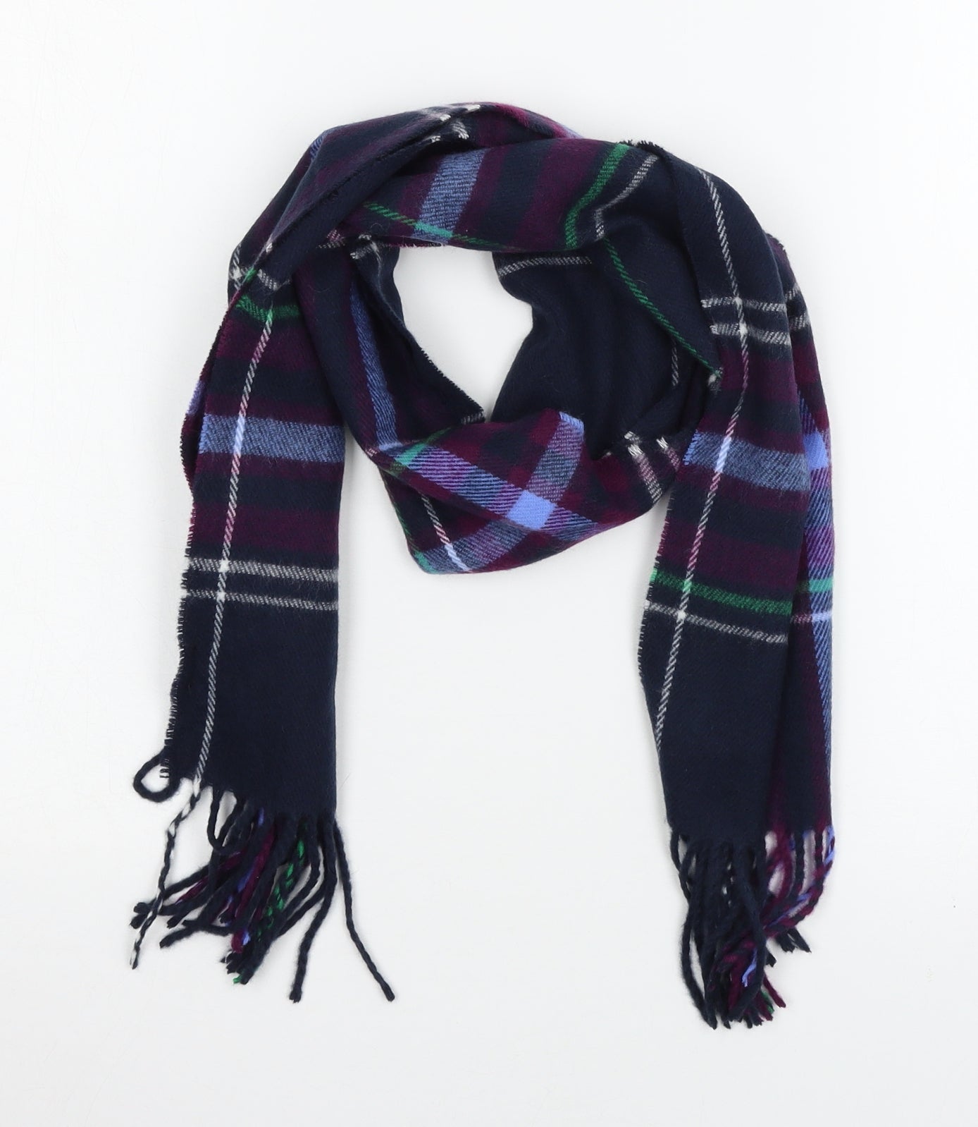 MArks Mens Blue Plaid Knit Rectangle Scarf Scarf One Size