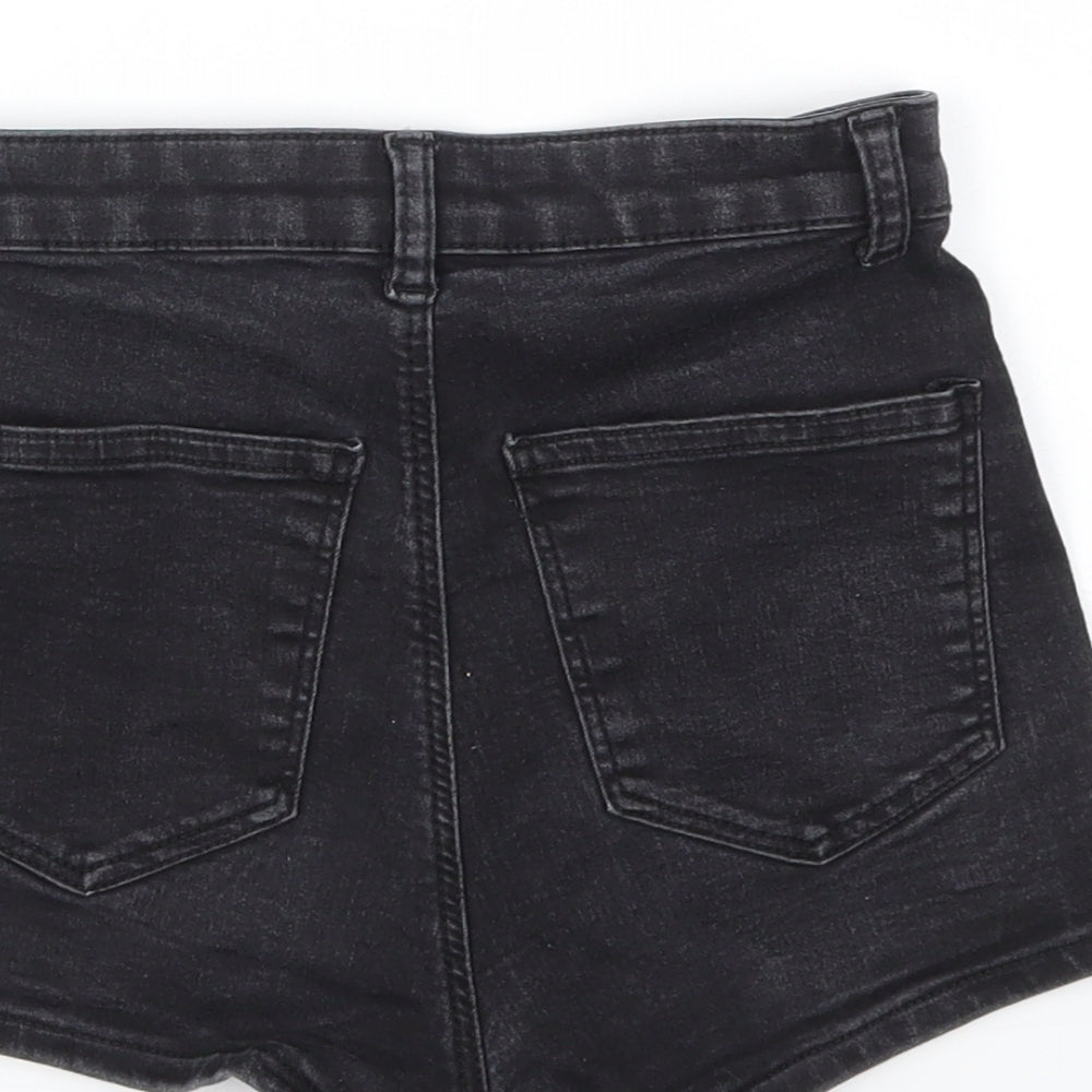 Topshop Womens Black Houndstooth Cut-Off Shorts Size 6
