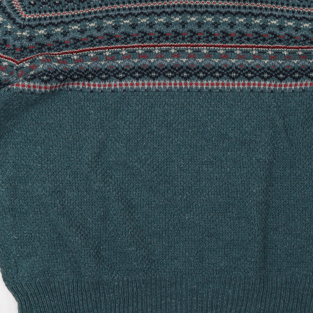 Peacocks Mens Green Geometric Knit Pullover Sweatshirt Size S