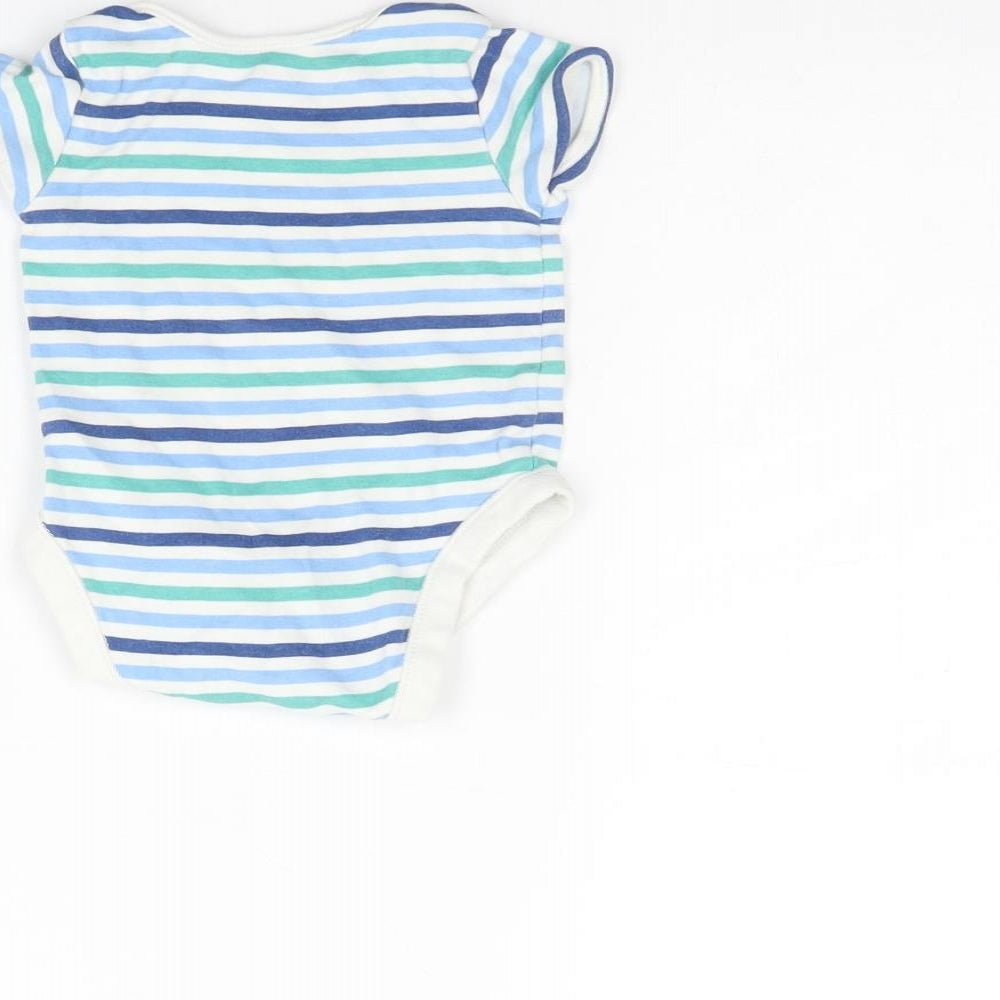 George Baby Multicoloured Striped Babygrow One-Piece Size 6-9 Months