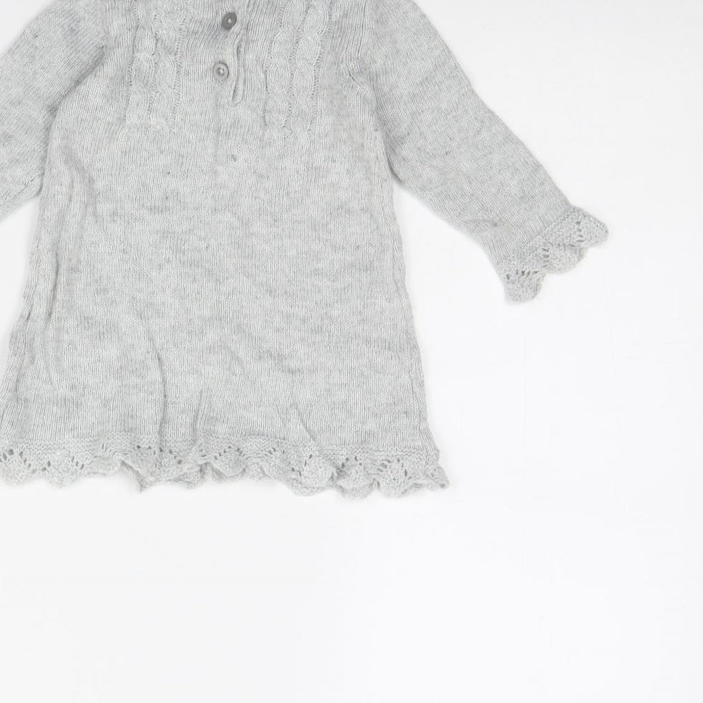 F&F Girls Grey Jumper Dress Size 6-9 Months